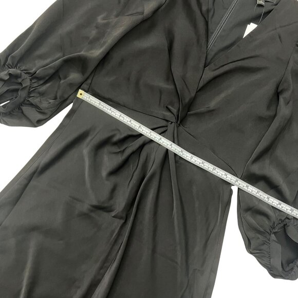 Banana Republic Babydoll Twist Front Midi Dress Black 4 Whimsygoth Dark Romantic - Picture 9 of 11